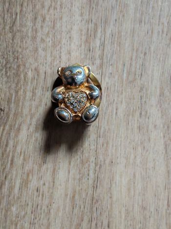 Clip foulard Teddy avec strass ours doré vintage