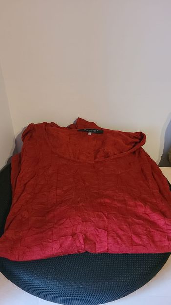 chemisier blouse rouge non délavé effet froissé