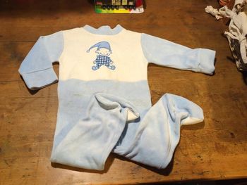 Pyjama bleu lutin noël vintage velours 6 mois comme neuf