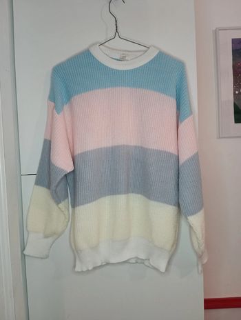 Pull vintage pastel matière synthétique taille xL estimée