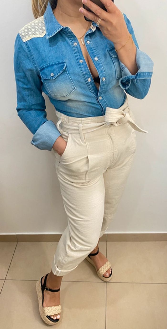 Chemise Cintrée En Jean Avec Crochet Taille 36 - photo numéro 7
