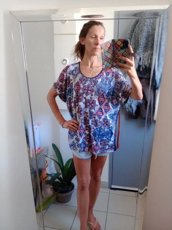 T-shirt femme taille xl fantaisie bleu marine c48