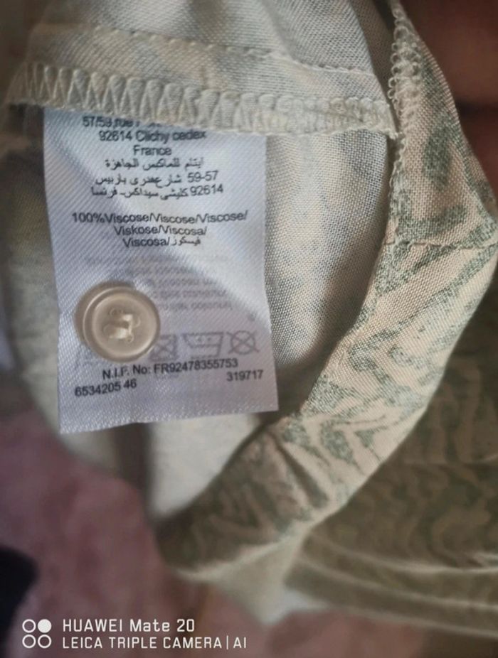💕Jolie Robe trapèze Etam Motifs fantaisie vert pâle et écru - femme Taille 38 (M)💕 - photo numéro 9