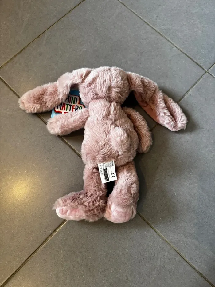 Peluche lapin - Action / Mini Matters Toys - 40cm * 20cm - Rose & Noir - Neuf avec étiquette - photo numéro 4