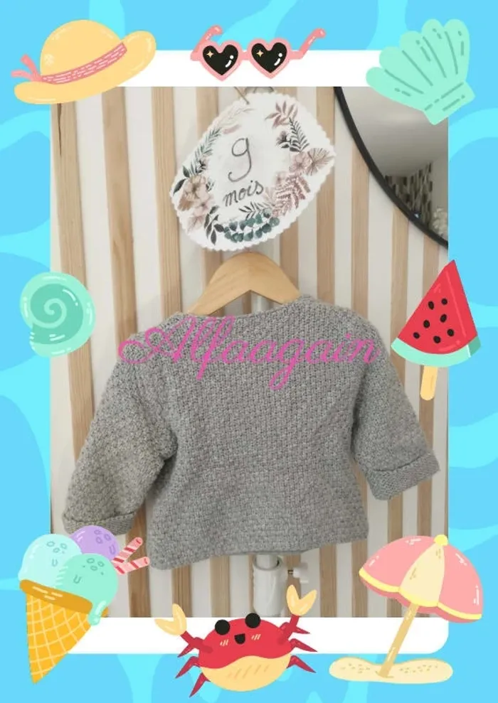 Gilet gris tricot fille 9mois Vertbaudet - photo numéro 5