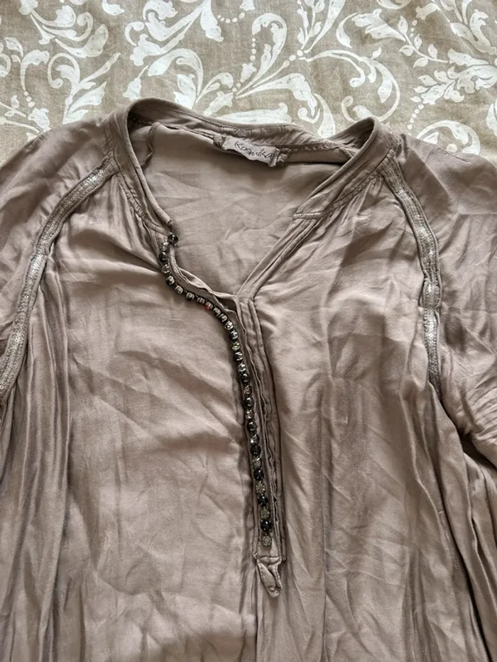 Robe marron beige strass taille m kosmika - photo numéro 2