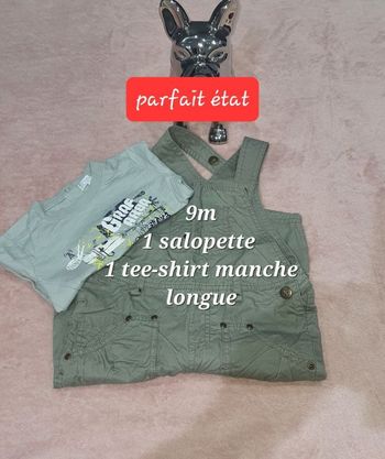 Salopette et tee-shirt manche longue  9m bébé garçon