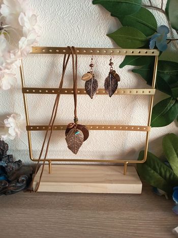 Parure collier + boucles d’oreilles – Style bohème feuilles