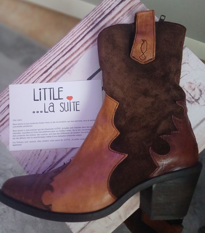 BOTTINES TOUT CUIR  MARQUE  LITTLE LA SUITE - photo numéro 2