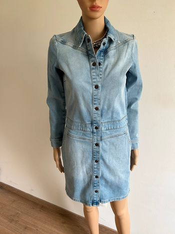 Robe bleue en jean neuve à manches longues Carole taille 34 (valeur 110€)