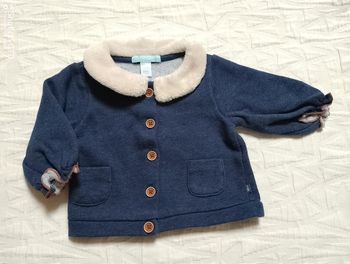 Obaïbi gilet veste col fourrure bleu marine 3 mois