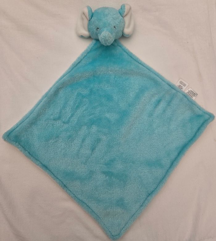 Grand doudou Éléphant dormeur plat losange bleu et blanc - Carter's