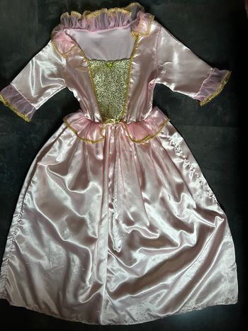 Robe de princesse satin rose et doré 8-10 ans 