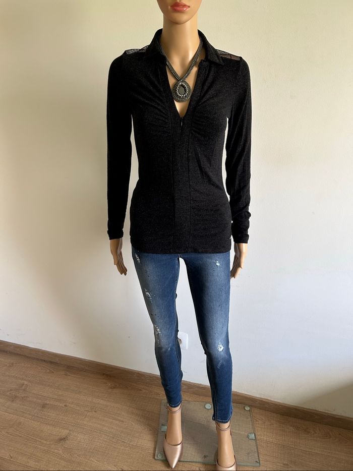 Pull gris foncé à manches longues Morgan taille XS TBE - photo numéro 3
