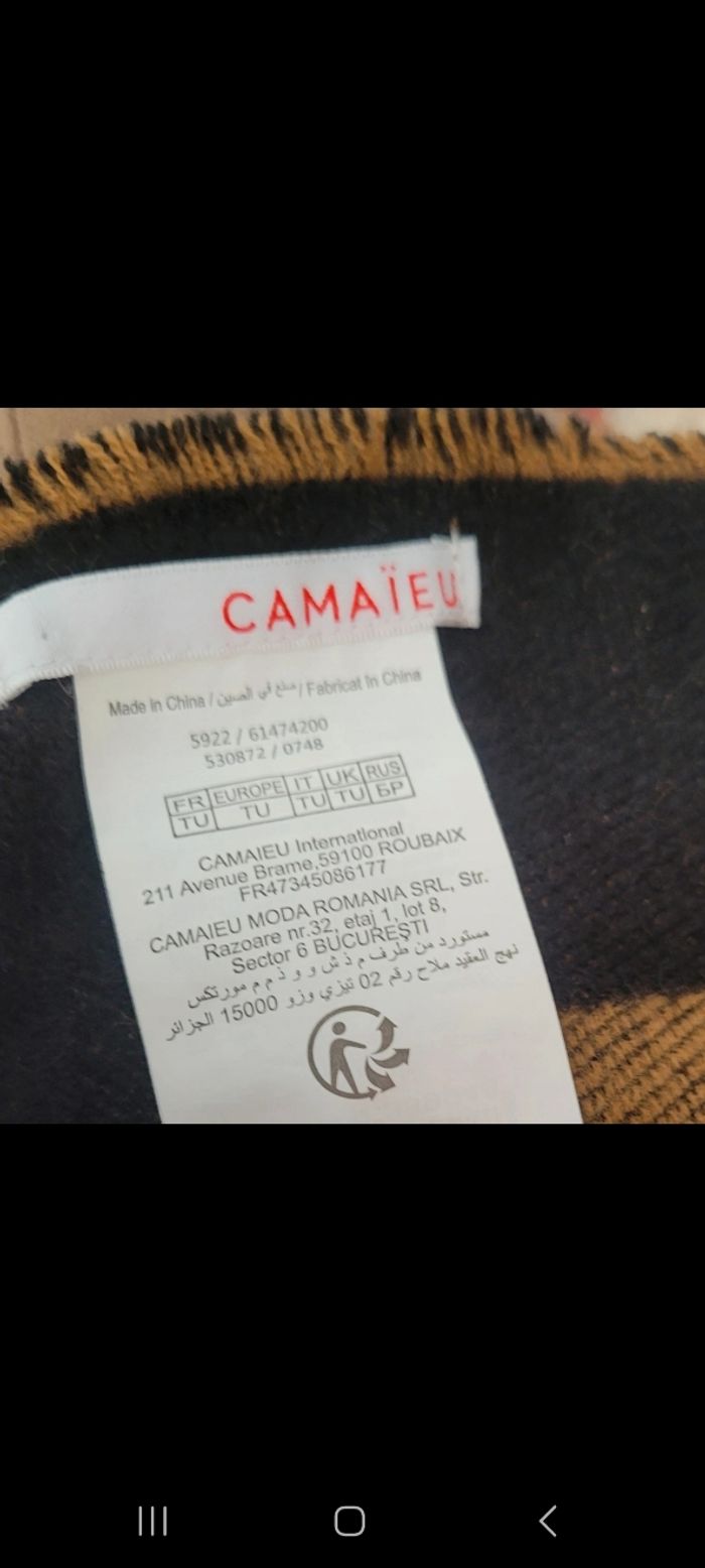 Poncho noir & camel camaïeu taille Unique - photo numéro 5