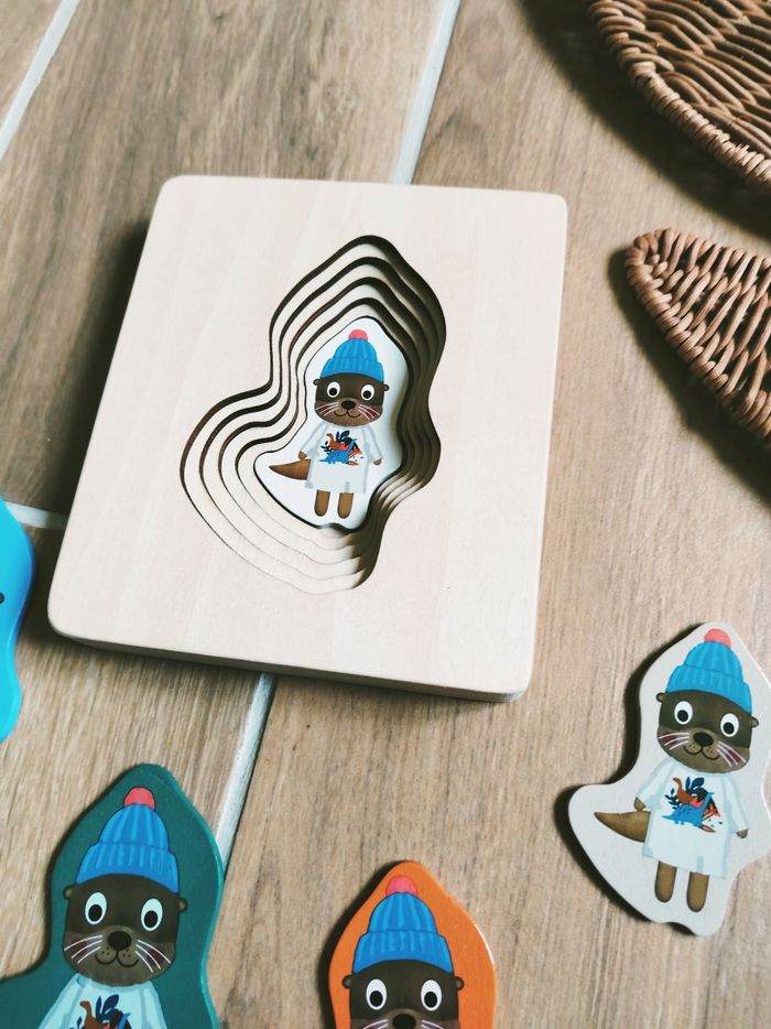 🦦Puzzle loutre à empiler en bois marque Lupilu - photo numéro 2