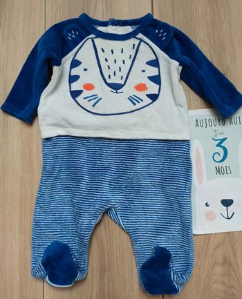 Pyjama velours bicolore 3 mois