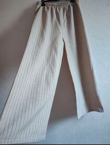Pantalon Palazzo Beige Rayé - Taille Unique