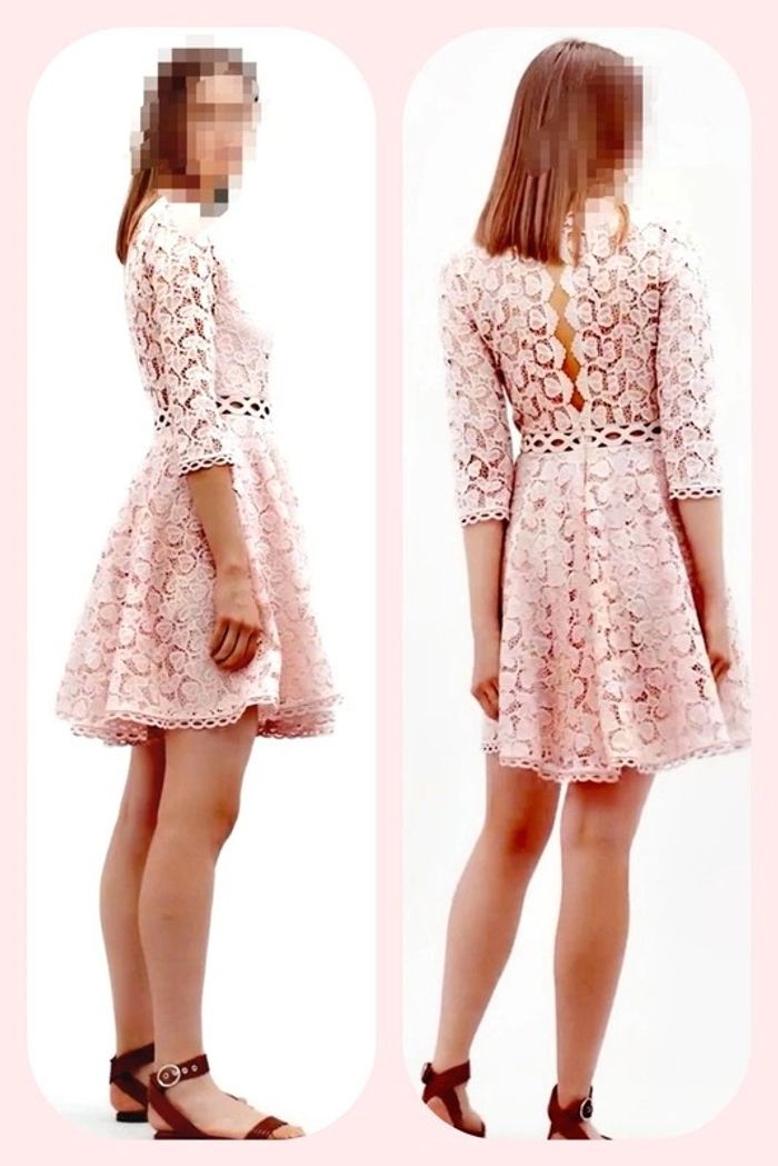 Magnifique robe en guipure bouton de Rose Cérémonie/ Mariage | Claudie Pierlot | prix boutique 265€ - photo numéro 9