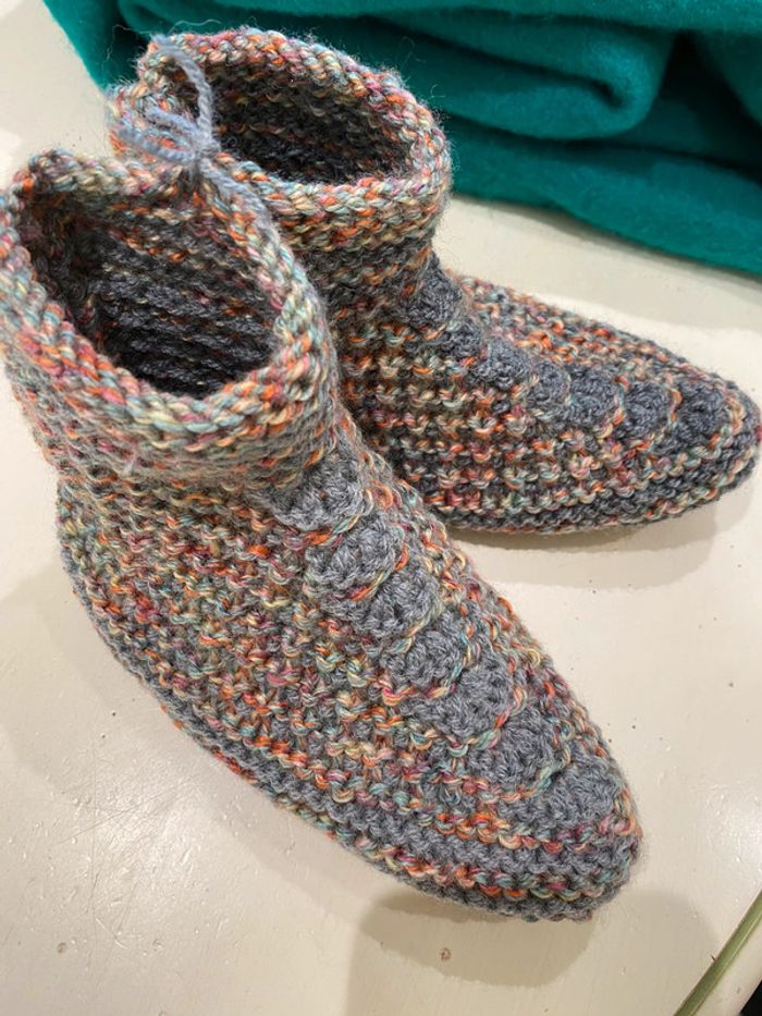 Chaussons, laine, tricoté, 35 - photo numéro 8