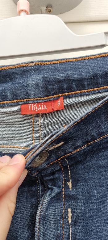 Jean slim taille 14 ans bleu marine effet délavé d'origine 