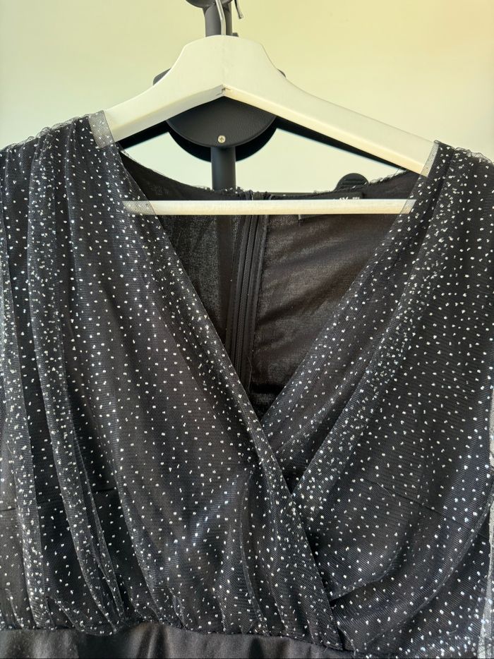 Robe noir à paillettes à manche longues transparente S - photo numéro 2