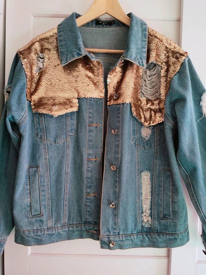 Veste en jean sequin or eight paris taille M L 40 42 neuf