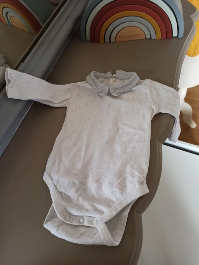 Body blanc à pois gris 3 mois Jacadi - photo numéro 2