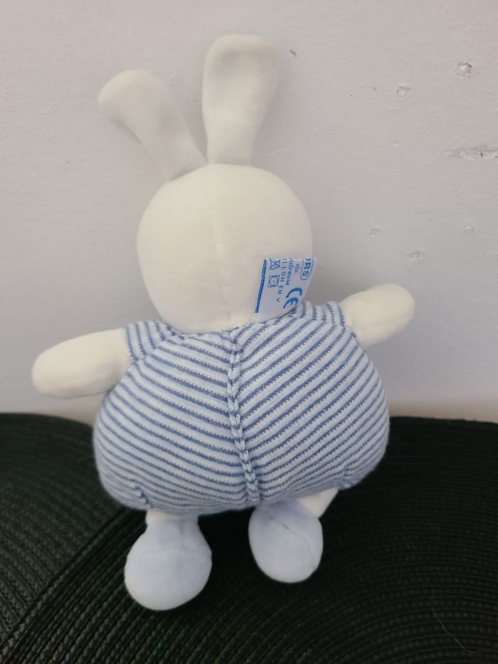 Peluche lapin rayé bleu et blanc - photo numéro 2