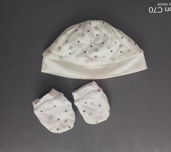 Gémo ensemble bonnet et moufles coton naissance