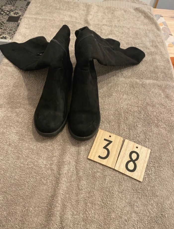 Cuissardes femme en daim noir taille 38 - photo numéro 4