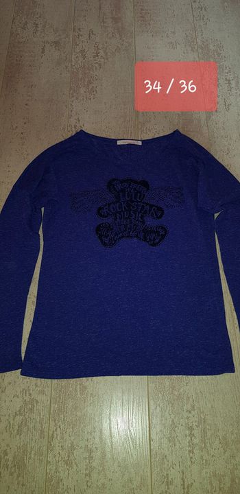 Tee shirt manches longues bleu électrique