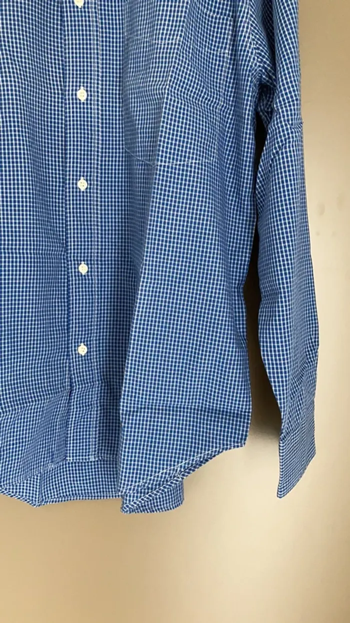 Chemise homme manches longues bleue à carreaux taille M/L Brummell - photo numéro 5