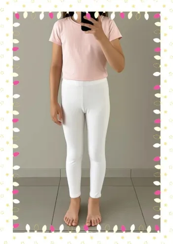 Legging long blanc fille  Taille 8-9 ans  TEX 🤍👧