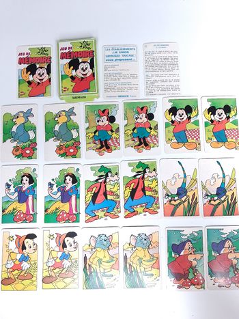 Jeux de cartes Walt Disney vintage 1978 Jeux de Mémoire édition Grimaud