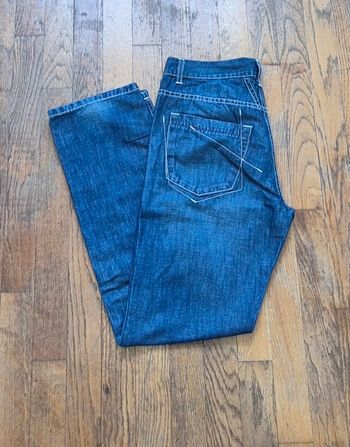 Jean femme Marithé François Girbaud bleu taille 29 (FR 40)  coupe droite surpiqûres blanches