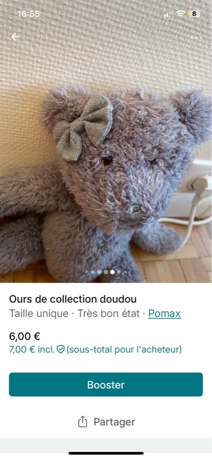 Peluche ours collection gris pomax - photo numéro 5