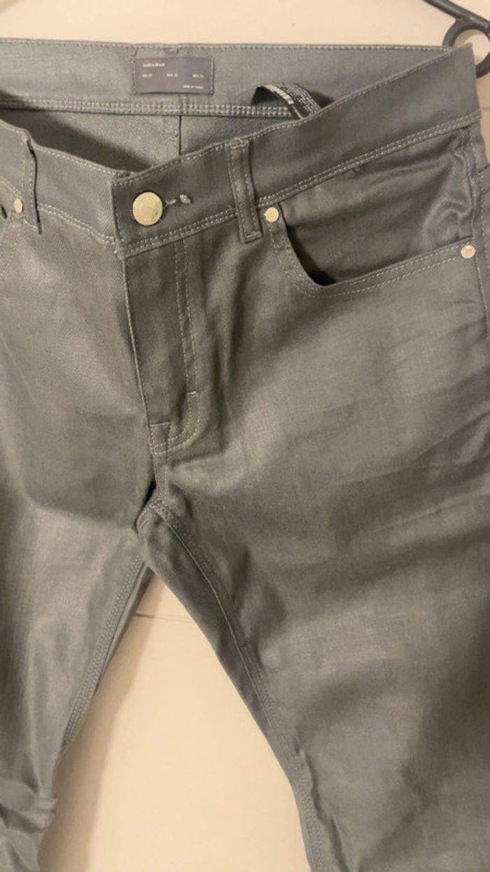 Jeans Zara gris métallisé – Taille L – Neuf - photo numéro 3