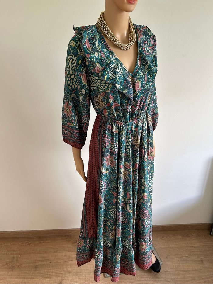 Robe longue imprimée neuve en soie Corte Hindu taille unique - photo numéro 2