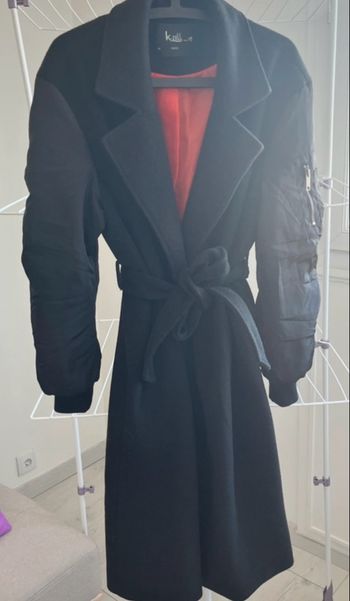 Trench femme demi saison bi matière noir