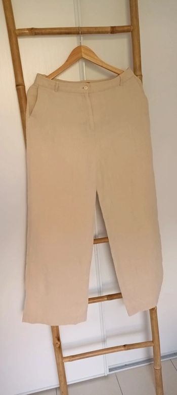 Joli pantalon large 100 % Lin beige Alain Manoukian taille 40