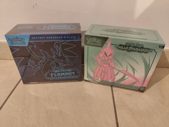 Duo ETB cartes Pokémon ME2 flammes fantasmagoriques EV4 Faille paradoxe