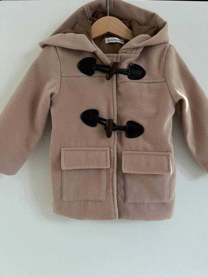 Duffle-coat / manteau beige avec boutons marron et capuche - Taille 24 Mois / 3 Ans - photo numéro 2