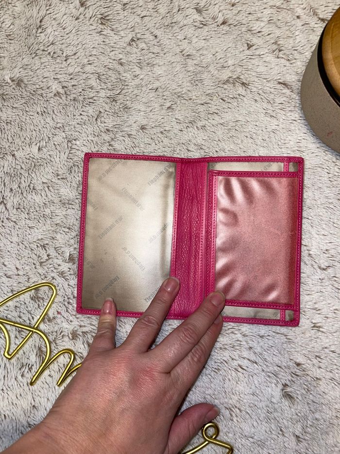 Portefeuille en cuir rose 3 volets - Éléphant d’or - photo numéro 5