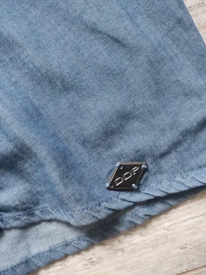 Blouse sans manches tissu impression jeans côté dentelle noire avec zips taille M DDP - photo numéro 8