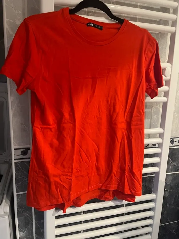 tee shirt zara rouge femme - photo numéro 2