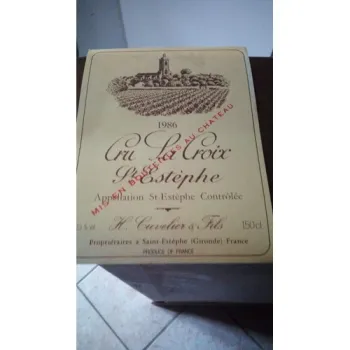 étiquette de vin cru la croix saint estephe magnum 1986 neuve -