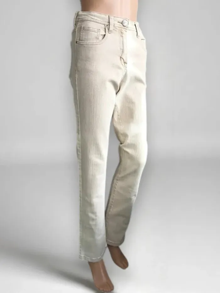Jean beige créme Burton,coupe straight ,taille haute,stretch,ajusté - photo numéro 6