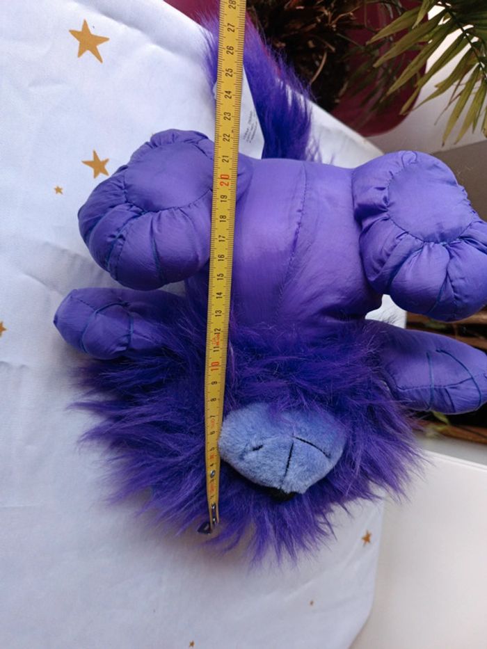 Peluche plush lion teddy parachute puffalump mytoy toy sylvertoys violet mauve purple vintage - photo numéro 15