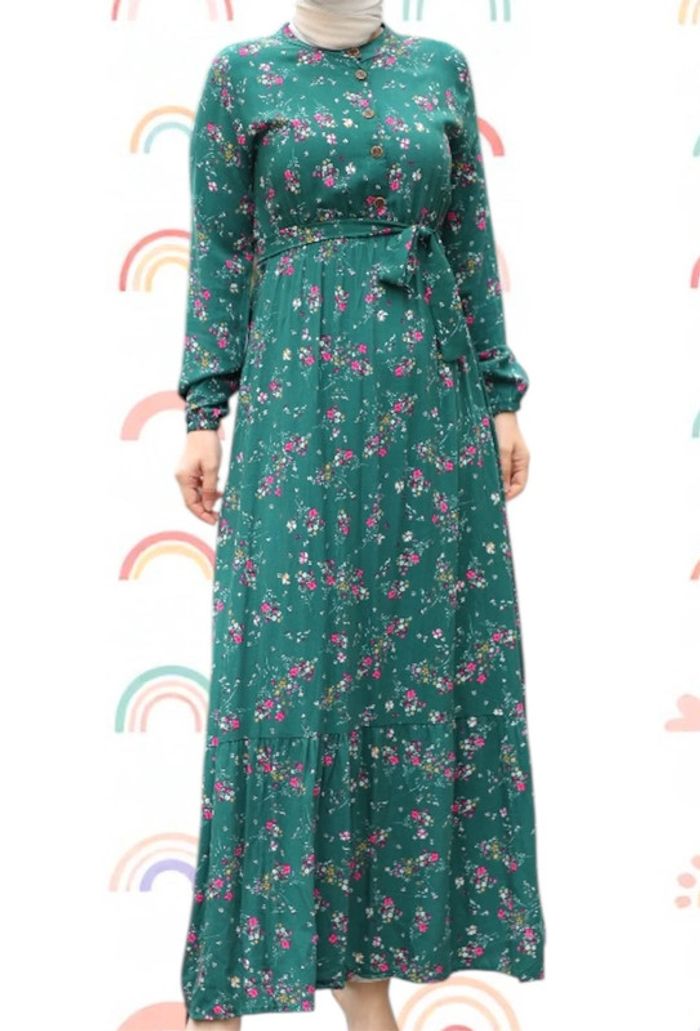 Robe longue fleurie en viscose de coton – Modanisa, taille 48 - photo numéro 2